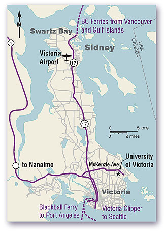 Saanich Peninsula UVic location map